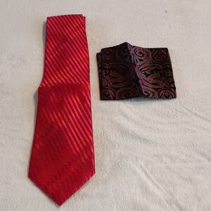 Elegant Red and Black Tie Set